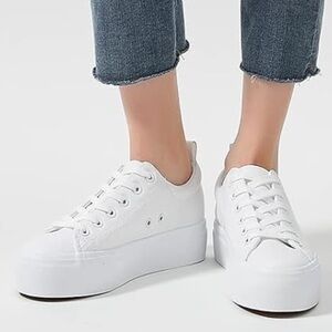 Platform white leather sneakers